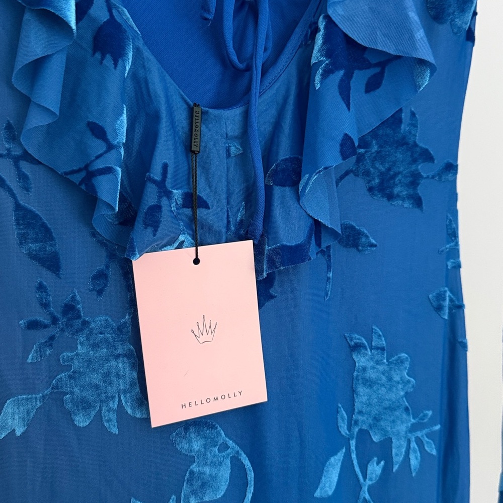 NWT HELLO MOLLY FRIENDS TO LOVERS LONG SLEEVE MAXI DRESS BLUE - Picture 9 of 13